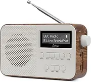 DAB Radio with Bluetooth | Digital Radios Mains and Battery | Rechargeable Battery 15HR Playback | Dual Alarm Clock | FM Radio,40 Presets,Headphone Jack | Bluetooth 5.3 I LEMEGA PR2-Max Walnut