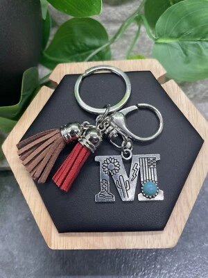 3" Handmade Western Keychain Purse Charm Initial M Tassel New Free Ship B2622