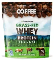Opportuniteas Grass Fed Coffee Whey Protein Isolate Powder - 27g Protein Powd...