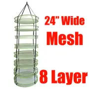 2 ft 8-Layer Horticulture Heavy Duty Collapsible Mesh Drying Rack Net w/ Clips