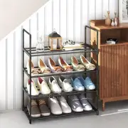 4 Tier Large Shoe Rack Sturdy Stackable Organizer for Closet Garage Entryway