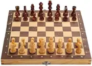 Chess Board Set Hand Made Wooden with Storage Box Chess Pieces Chessman 13X13 In