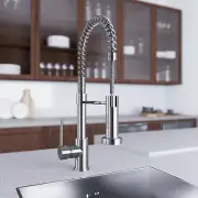 19" Pull-Down Kitchen Faucet Single Handle Spray Spring Hose Brushed Nickel