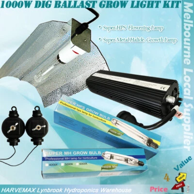 Hydroponic 400W 600W 1000W Digital Ballast Reflector Combo HPS MH Grow Light Kit