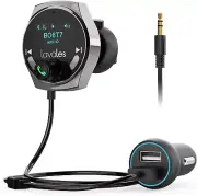 Car Bluetooth Aux Receiver, [ Enhanced Mic & LED Display &Noise Cancellation], B