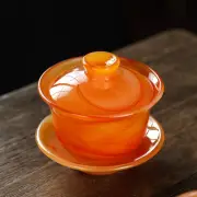 9.2cm Chinese Agate Jade Porcelain Gaiwan Tea Cup Tea Maker Kung Fu Tea Set