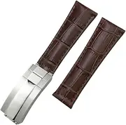 [FKMBD] Metal End Genuine Leather Watchbands，For Rolex Daytona SUB Submariner GMT Master Yacht 20mm Watch Strap Green Blue Black Band 17.5-18.5cm Wrist