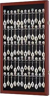 60 Spoon Rack Display Case Holder Cabinet, Real Glass Door, Cherry Finish (SP02-DC)