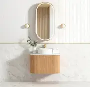Bondi Woodland Oak Fluted Wall Hung Curve Vanity 750*460 BOW750L