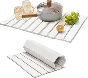 TKINRIC Large Stone Dish Drying Mats for Kitchen Counter,Collapsible Stone Drying Mats,Diatomaceous Earth Dish Drying Mat,Size 23.6"(L)×15.3"(W) for Dishes Bottles Cups, Match Any Countertop
