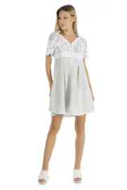 Elisa Cavaletti kurzes Kleid mit Spitze weiß grau EJP222028904 Sommer Gr M