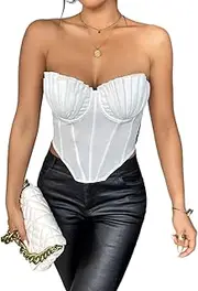 [CHAANG] womens tops Sexy Solid Bustier Bandana Hem Tube Top(Medium) White