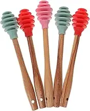 BESTYASH 5Pcs Silicone Honey Stirring Spoon Non Stick Syrup Dippers for Honey Pot and Jar Easy to Clean Honey Stirrer Fruit Stain Resistant Design