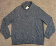 J.Crew Shawl-collar Lambswool Blend Sweater Blue AA032 Men's XL