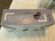 Crofton 2pc ceramic colander set/ 4.25”x4x3”