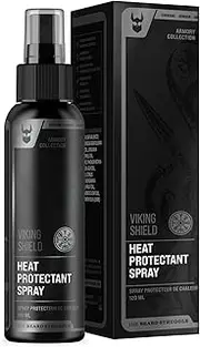 Beard & Hair Heat Protectant Spray - Viking Shield Beard Spray for Men, Protects Hair from Heat Damage of Straightener and Styling - Argan Oil Thermal Protector Spray - Protect Up To 450º F - 4 Fl Oz