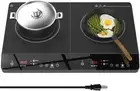 Double Induction Cooktop, Portable 1800W 2 Burner Touch Control Ceramic (Black)