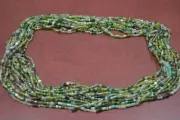 12 NECKLACES GREEN GLASS SEED LOVE BEADING BEADS 36" #45G