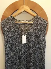 Seed Heritage dress Office Work NEW 6 8 40% Silk Black White Knee Length print