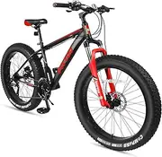 [FITTOO] Fat Tire Bike, Fat Tire Mountain Bike 26 inch Wheels Adult Bicycle, 24-Speed,4-Inch Wide Knobby Tires, Aluminium Frame, Front and Rear Hydraulic Disc Brakes