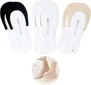 [KkvoGmle] 6 Pairs of Toe Socks Women's Invisible Cotton Women's Toe Socks, Invisible Socks with Non-Slip TPU Sling, Breathable Half Socks for Sling Back Heels, 35-39 Ballerina Socks, Black, white and