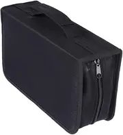 CHILDWEET 128Pieces Large Capacity Handheld CD Storage Pouch Mercerized Cloth DVD Bag for Organizing and DVDs at Home Car Black