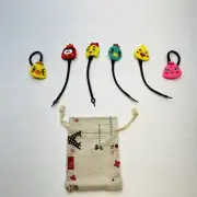 SET OF 6 FUNNY BIRD-THEMED SILICONE WINE GLASS CHARMS PENDANT DRINK MARKERS