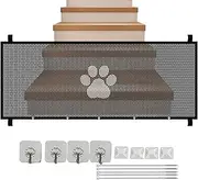 Mesh Dog Gate | Retractable Safety Gate,Breathable Pet Fence Detachable Home Stair Door for Indoor Outdoor Patios Porches