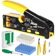 Lan Network Cable Tester RJ45 Crimp Tool Pass Through Ethernet Crimper Cat5 C...