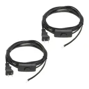 2 Pcs 8Ft 18/2 300V SPT-1 Lamp Cord with Switch Black UL Listed