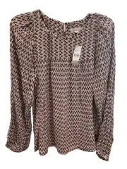 NWT Loft Rayon Mini Floral Peasant Style Blouse Size M Cottagecore Boho SI36