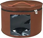 ＡＷＨＡＯ Hat Storage Box Travel Hat Boxes Round Brim Hats Organizer for Toy Storage Closet, Brown 33x26cm