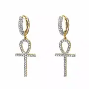 Sterling Silver Large Ankh Dangle Earrings