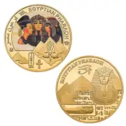 Egyptian pharaoh pyramid Craft Art Gold Commemorative Coin Collectible Gift #A