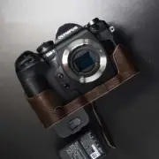 For Olympus OM-1 Handmade Vintage Genuine Leather Half Camera Case Cover Bag
