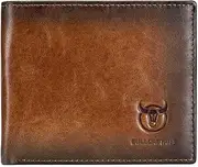 [QUEAMBLER] RFID Wallets for Men Slim Front Pocket Wallet, Leather Wallet Bifold with 2 ID Windows