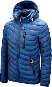 [Zylphorix] Men's Puffer Windproof Winter Coat Water-Resistant Quilted Lined Jacket Lightweight Down Thicken Hooded Coats