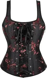 [OFFSUM] Women's Sexy Corset - Side Zipper Fashion Embroidery Top Strapless Large Size Adjustable Summer Party Wedding Sexy Backless Bridal Lingerie