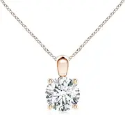 [Angara] 1-5 carat IGI Certified Lab-Grown Classic Round Diamond Solitaire Pendant Necklace in Sterling Silver/14ct Solid Gold for Women | April Birthstone Jewellery for Her