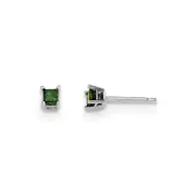 14K White Gold .20ct. Green Real Diamond Stud Earrings