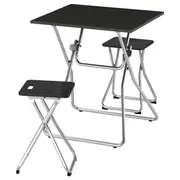 GUNDE / GUNDE table and 2 stools, folding black/folding black, 67x67 cm