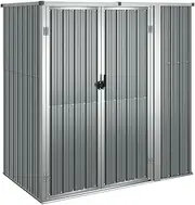 [vidaXL] Galvanised Steel Garden Tool Shed in Grey - Spacious and Secured Outdoor Storage Solution for Garden Tools and Equipment