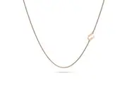 Bold Alphabet Letter Initial Charm Necklace in Rose Gold Tone