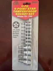 CTA TOOLS 11PC 5 POINT STAR TAMPER PROOF SOCKET SET SIZE T8-T55 ON RAIL