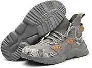 [WCXTY] Work Boots for Men Steel Toe,Casual Comfortable Composite Safety Shoes for Men,High Top Protect Ankle Anti-Colision Steel Toe Shoes for Men,Slip Resistant (Color : Gray, Size : 6.5)