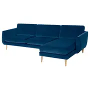 SMEDSTORP 4-seat sofa with chaise longue, Djuparp/dark green-blue birch effect