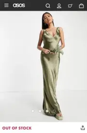 ASOS Bias Cut Satin Dress Gold Size 8 Low Back Beautiful