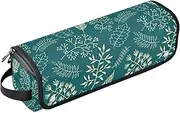 [sanluoli] Hair Tools Travel Bag with Heat Resistant Mat Waterproof Portable Open Flat Travel Bag Floral Pattern Dark Green Minimalist Travel Bag for Hair Tools