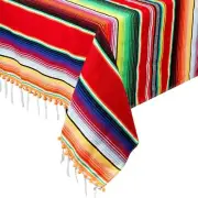 AerWo 84 x 59 Inch Mexican Tablecloth, Red 84 inches x 59 inches, -Red