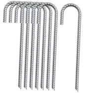 6" Rebar Tent Stakes Heavy Duty J Hook Ground Anchors Galvanized 8 Pcs x 16" 1